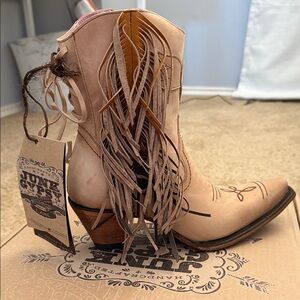 Junk Gypsy Beige Fringe Heeled Boots